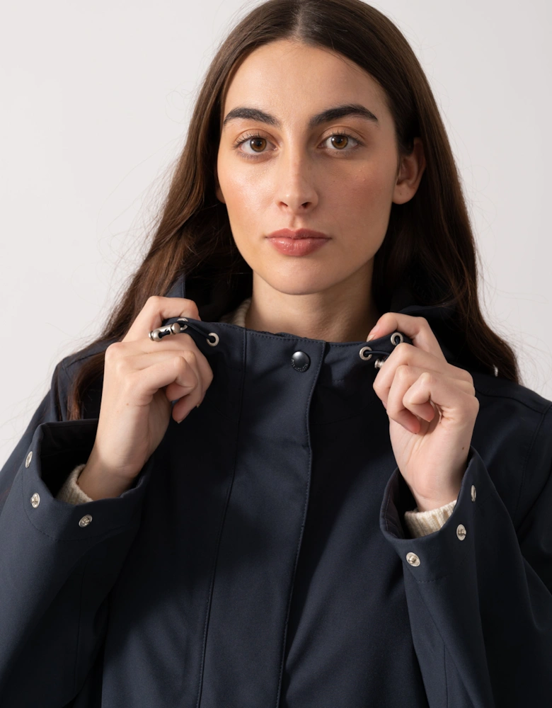 Daybreak Womens Long Softshell Raincoat - Dark Indigo 660