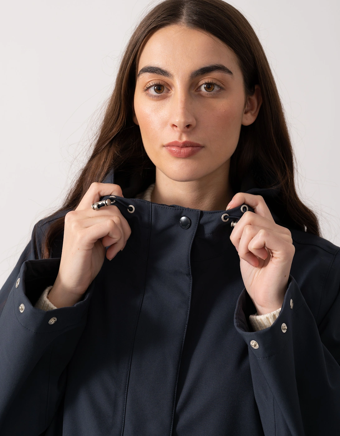 Daybreak Womens Long Softshell Raincoat - Dark Indigo 660