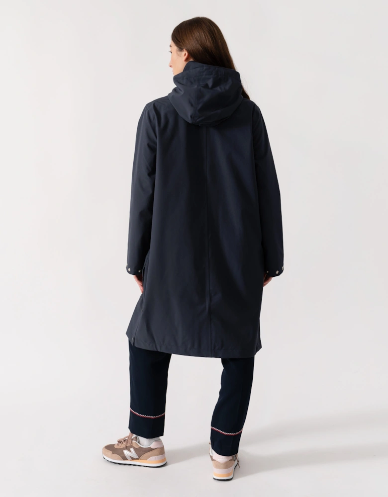 Daybreak Womens Long Softshell Raincoat - Dark Indigo 660