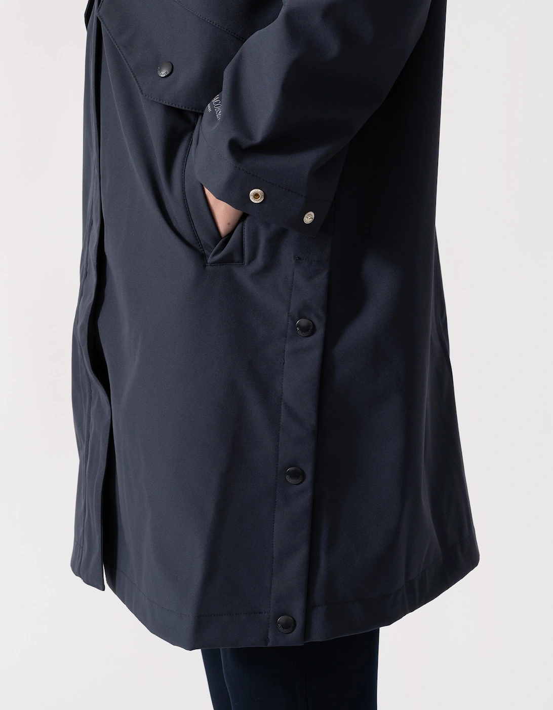 Daybreak Womens Long Softshell Raincoat - Dark Indigo 660