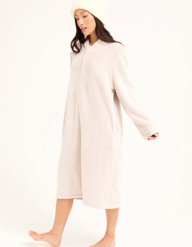 Cosy Chevron Housecoat in Almond
