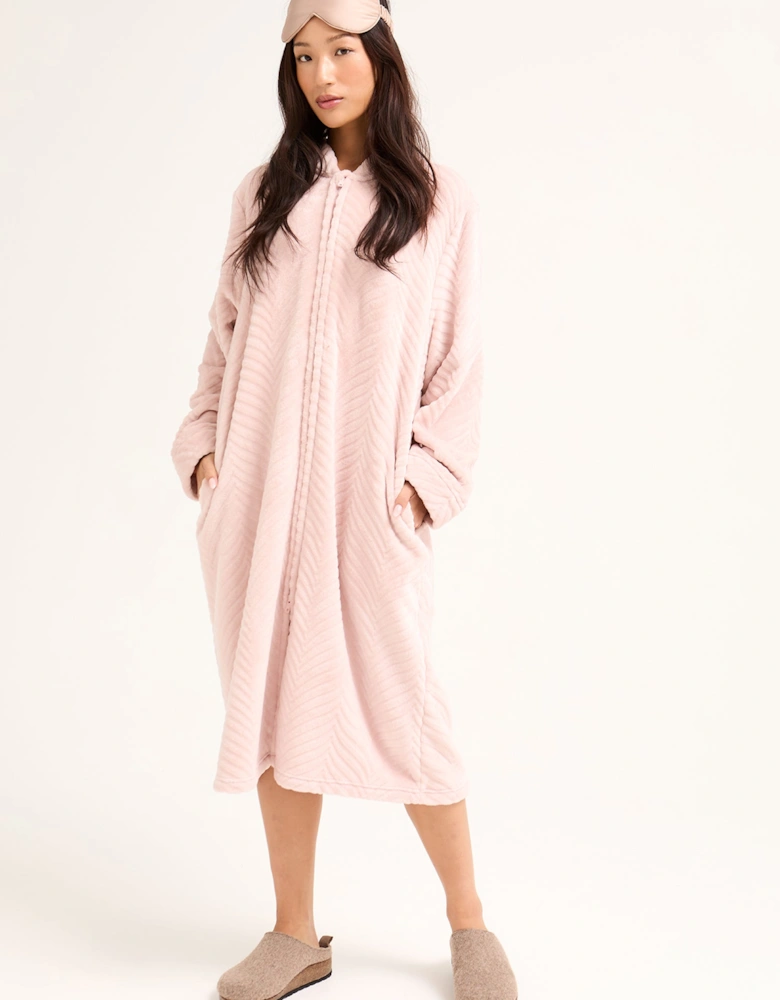 Cosy Chevron Housecoat in Rose