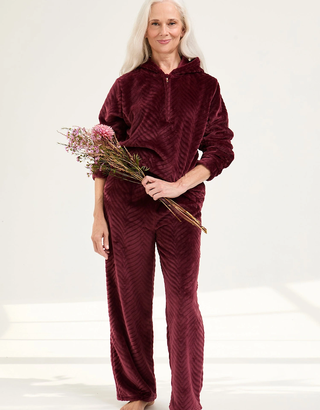 Cosy Chevron Lounge Suit in Maroon