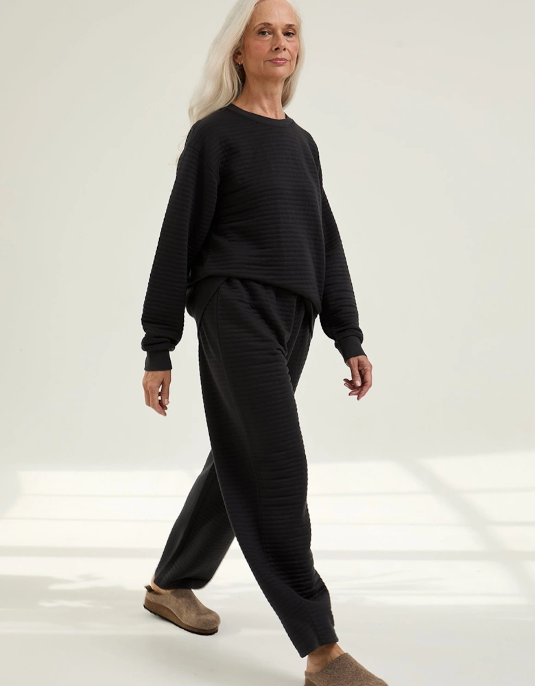 Quilted Jersey Lounge Set in Charcoal