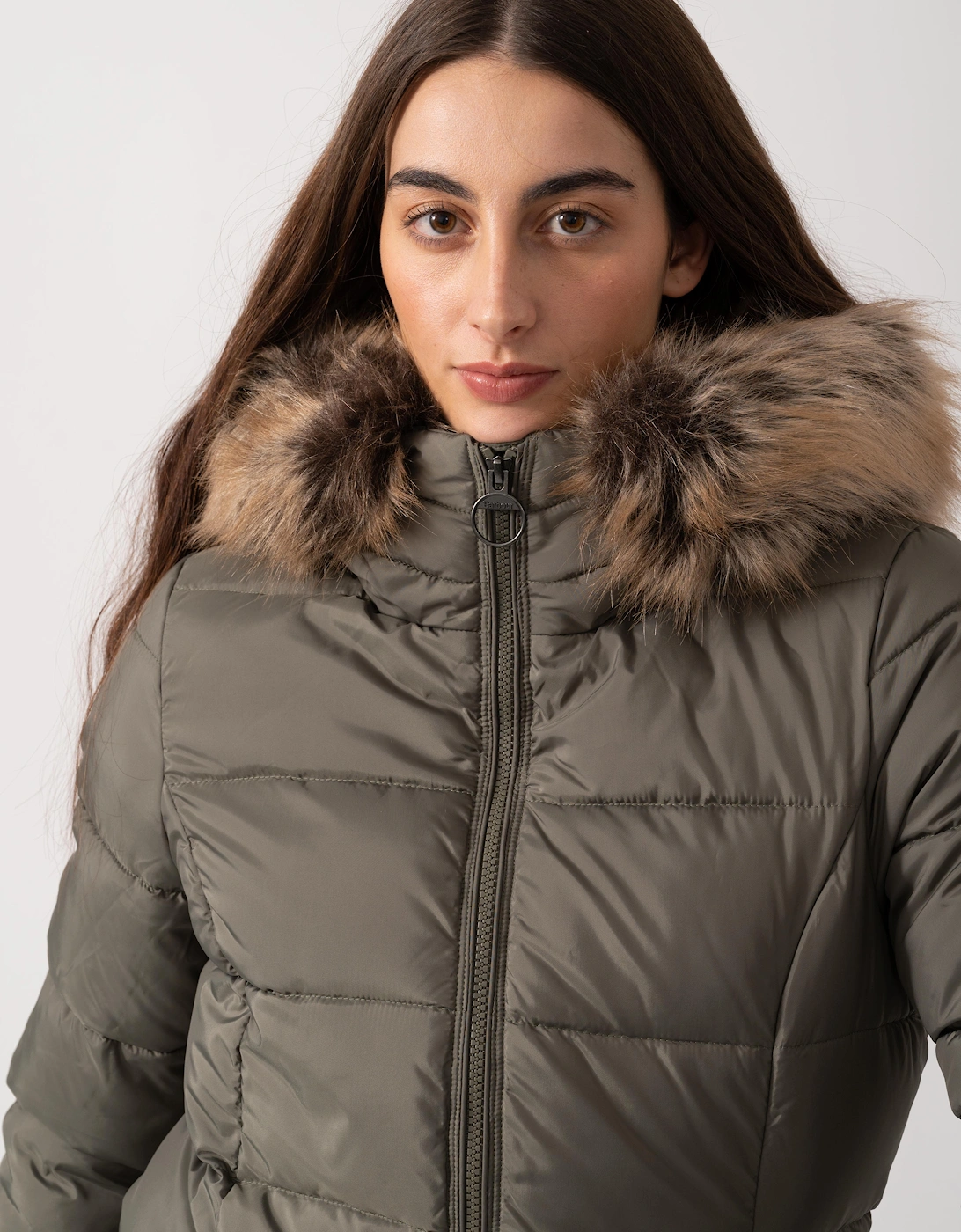 Rosoman Womens Long Puffer Jacket - Dusty Khaki