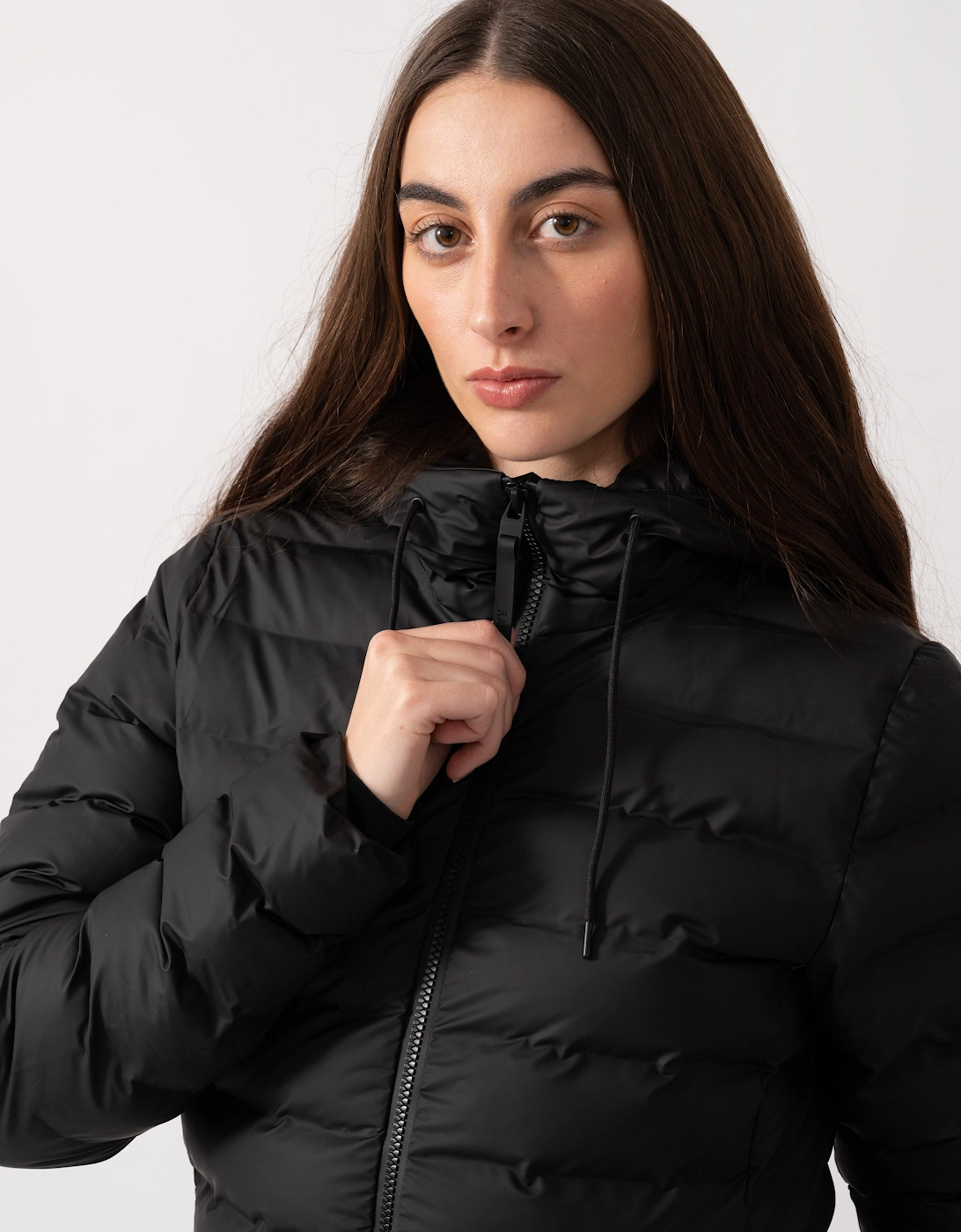 Lohja Womens Long Puffer Curve Jacket  - 01 Black