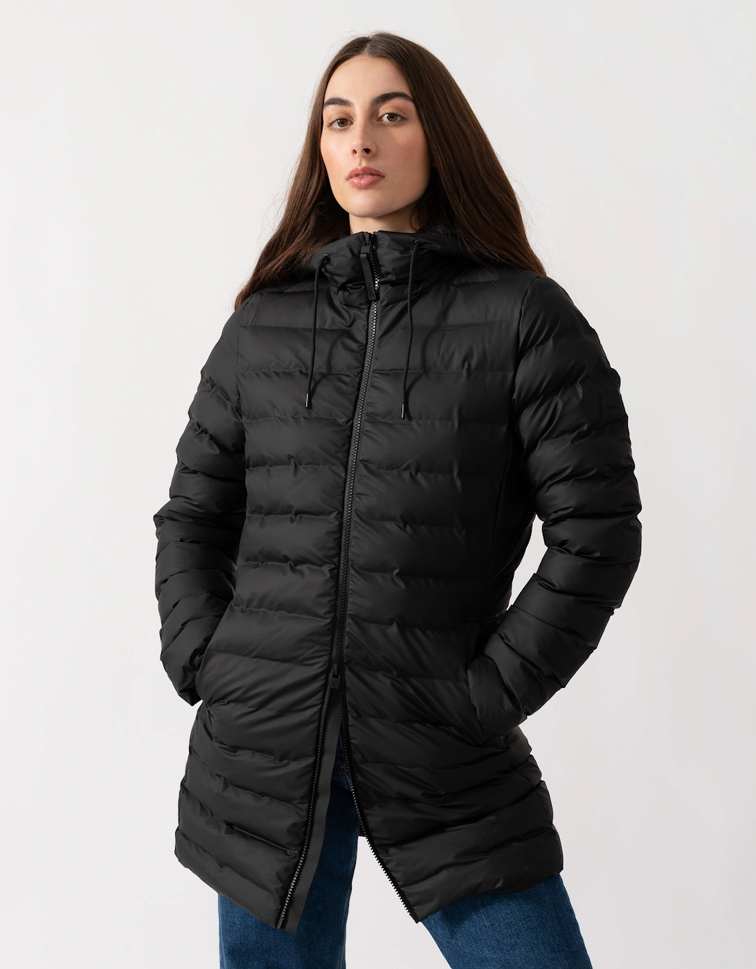 Lohja Womens Long Puffer Curve Jacket  - 01 Black