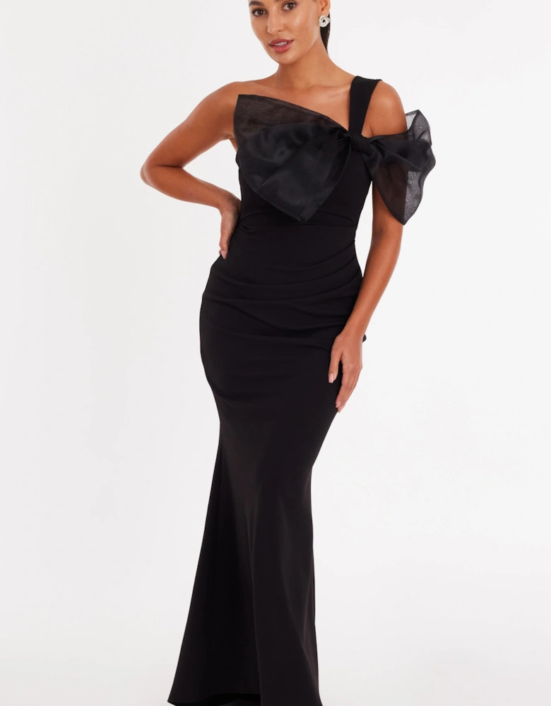 Black Petite Bow Maxi Dress