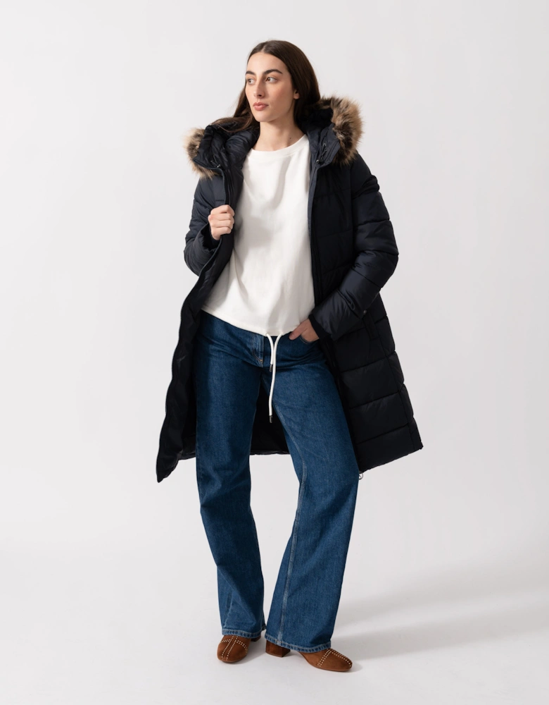 Rosoman Womens Long Puffer Jacket - Dark Navy