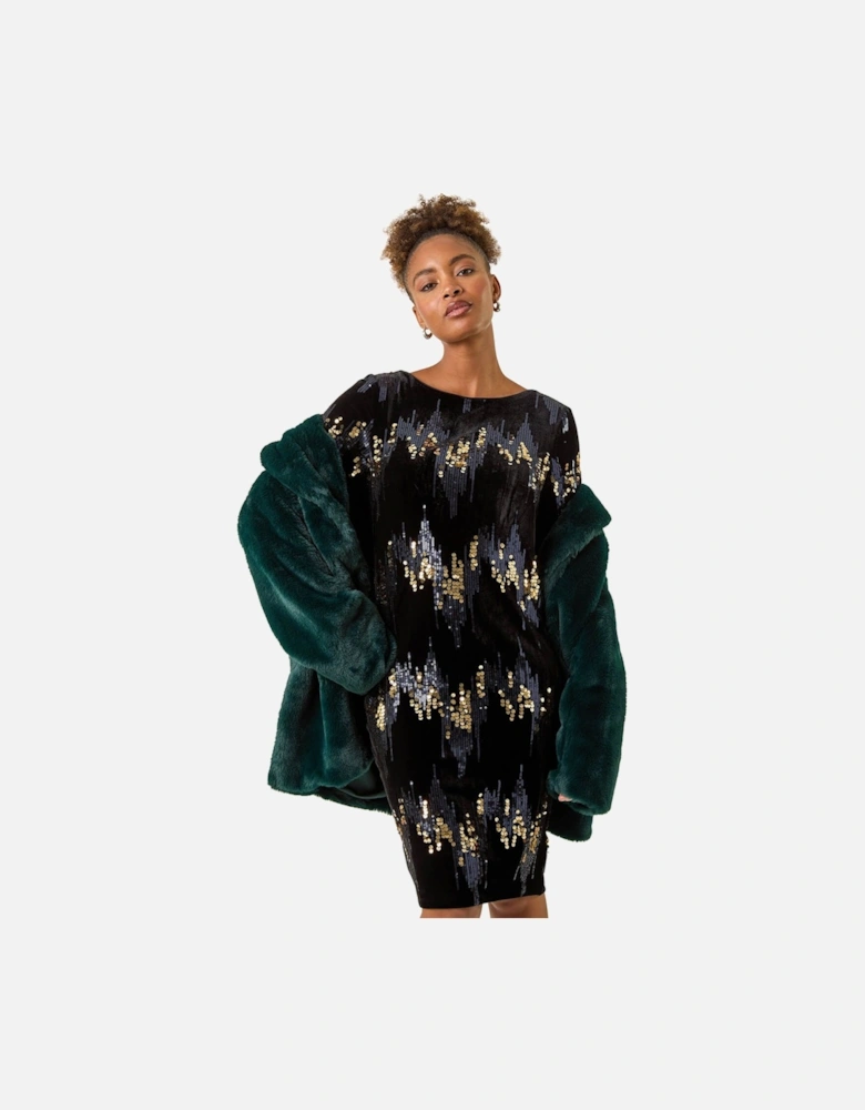 Sequin Velvet Shift Stretch Dress
