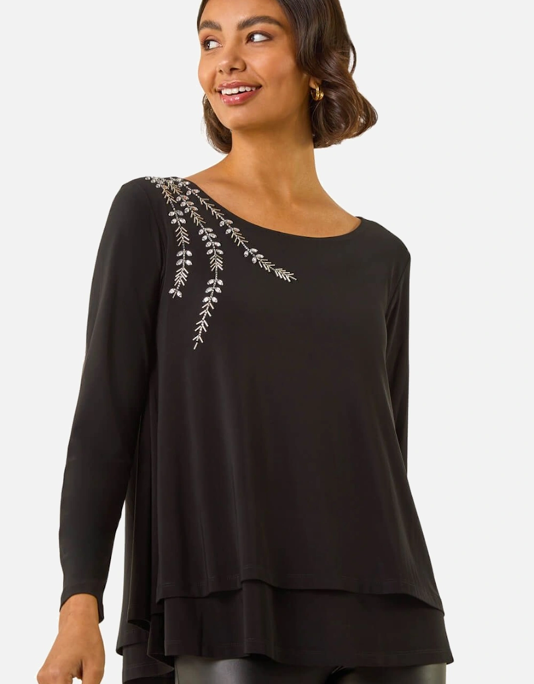 Embellished Double Layer Tunic Top, 2 of 1