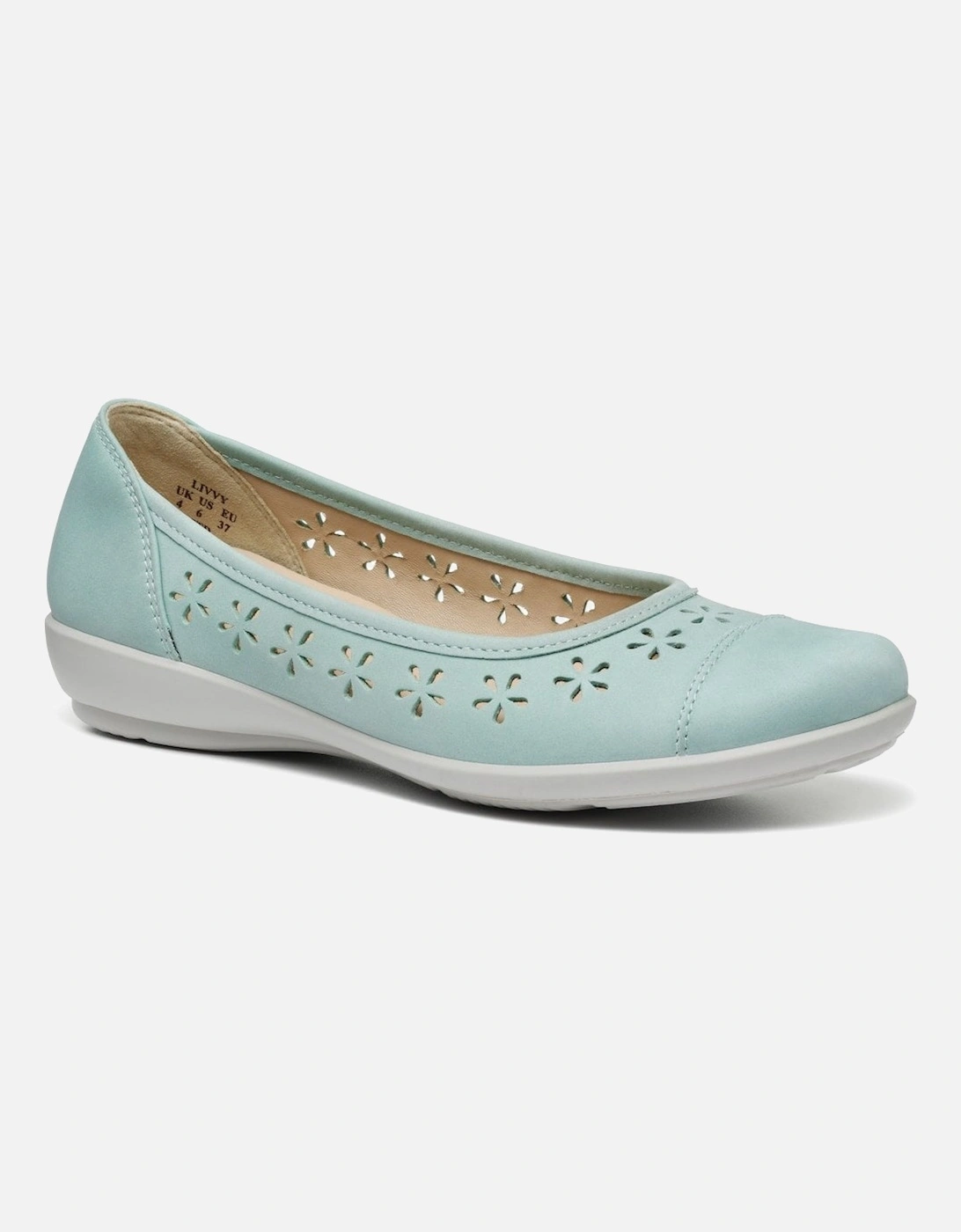 Livvy Womens Punched Detail Ballet Pumps, 5 of 4