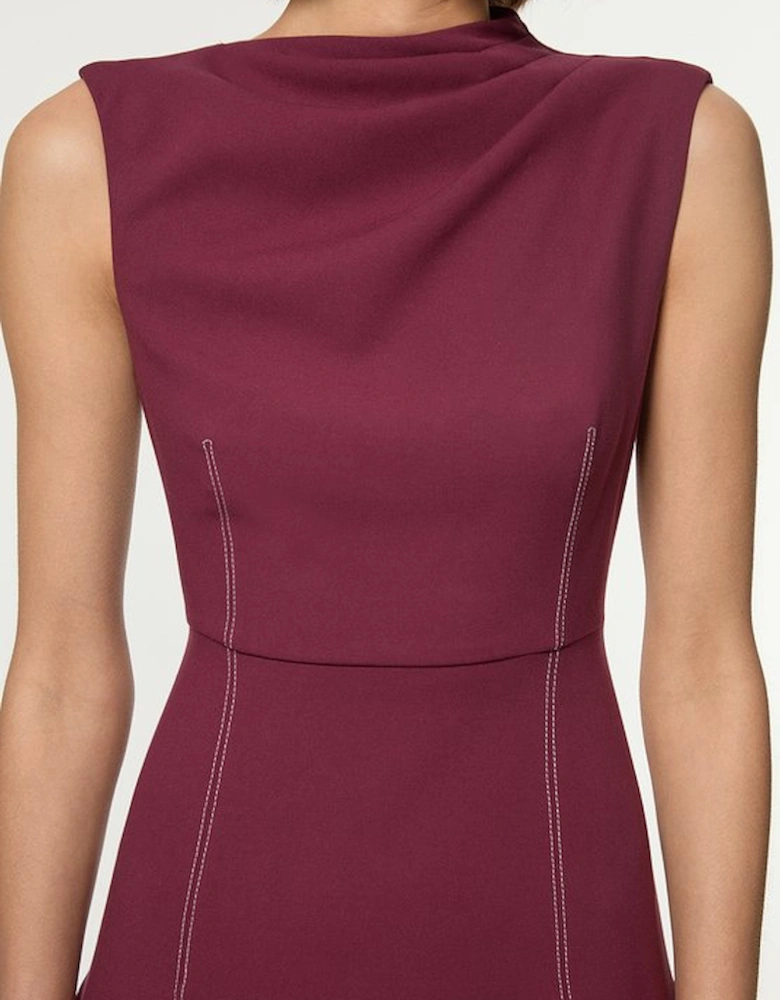 Compact Stretch Tailored Colour Block Full Skirted Midi Dress