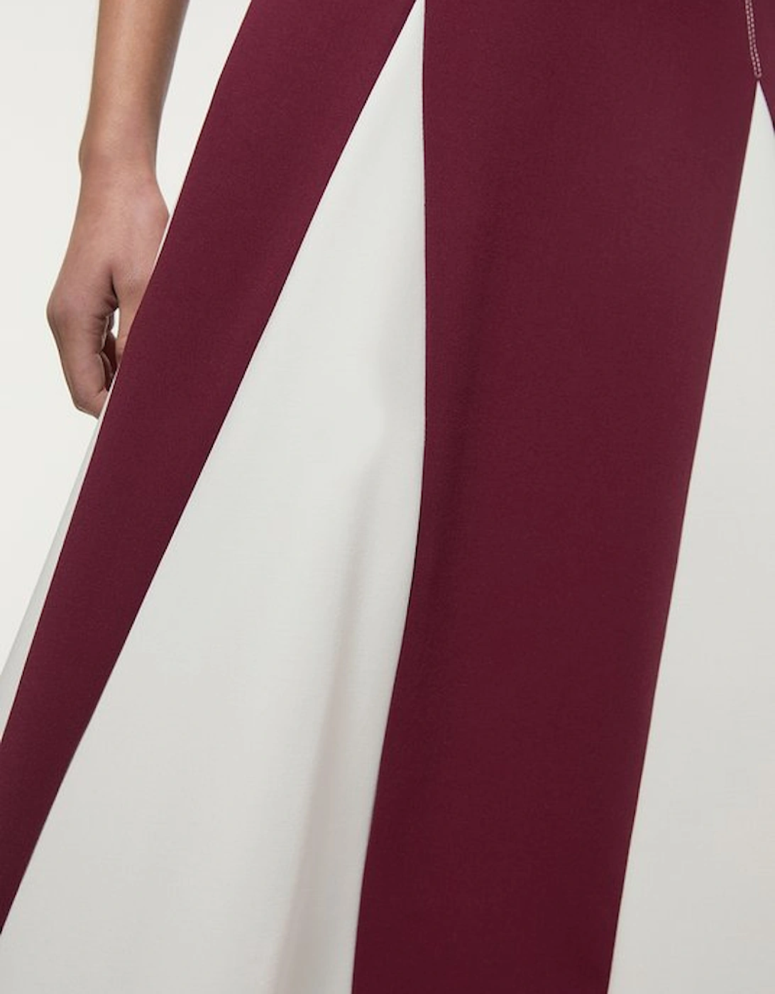 Compact Stretch Tailored Colour Block Full Skirted Midi Dress