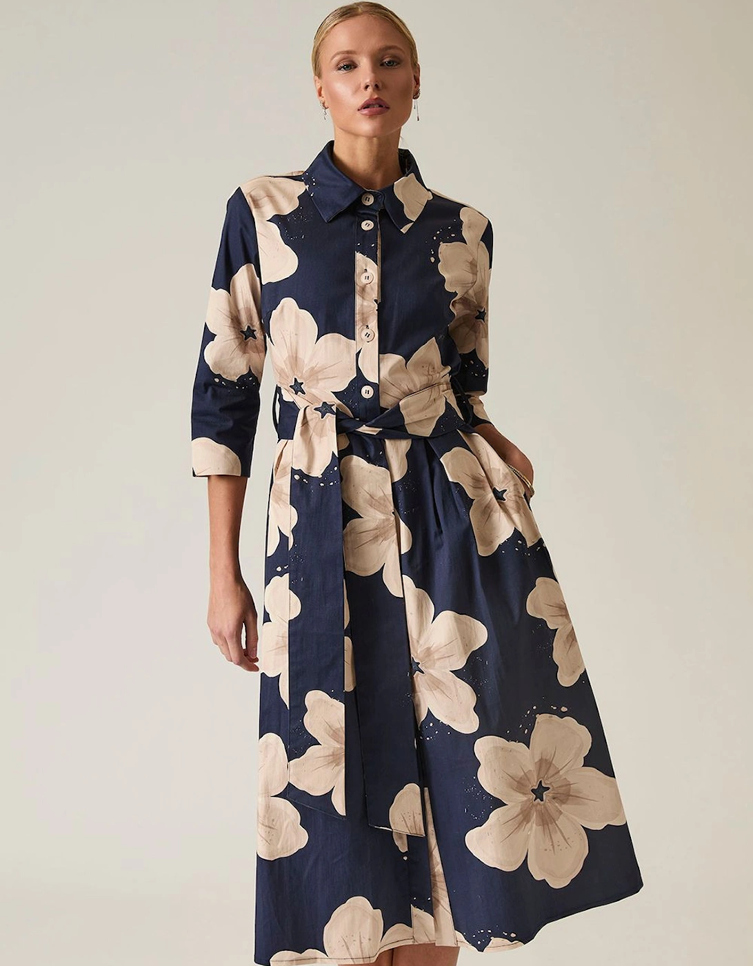 Navy Flower Cotton Dress, 2 of 1