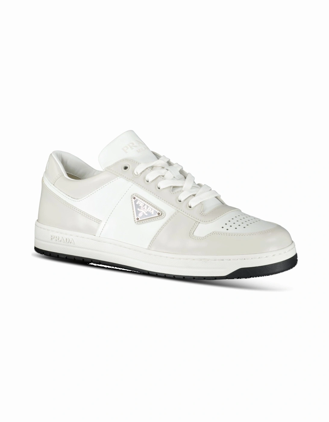 Downtown Leather Low Top Trainers in White and Beige