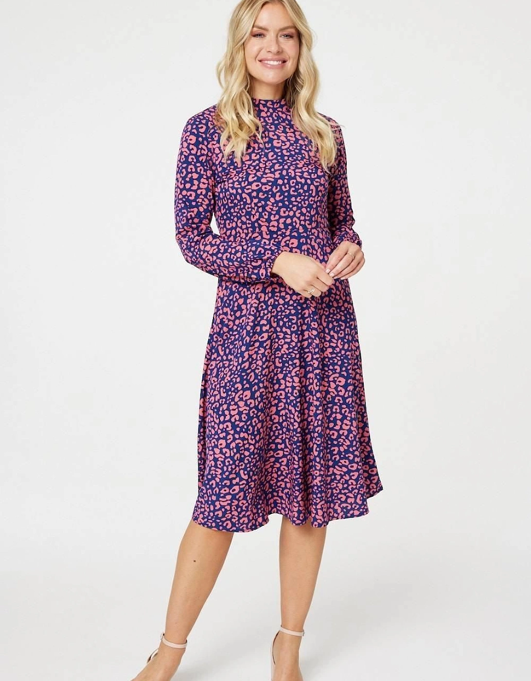Leopard Print High Neck Tea Dress, 2 of 1