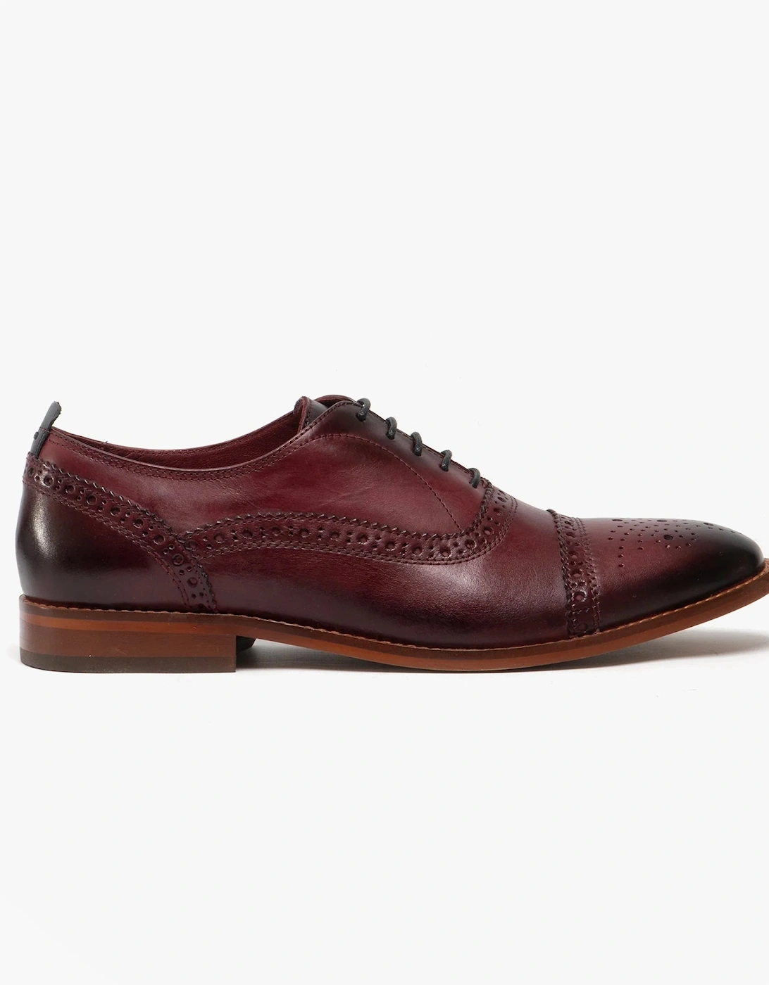 London CAST Mens Leather Brogue Shoes Bordo, 8 of 7