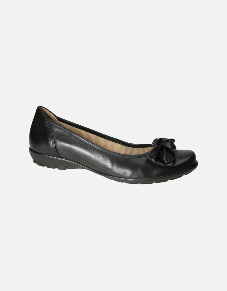 Glitz Bow Trim Womens Ballet Pumps