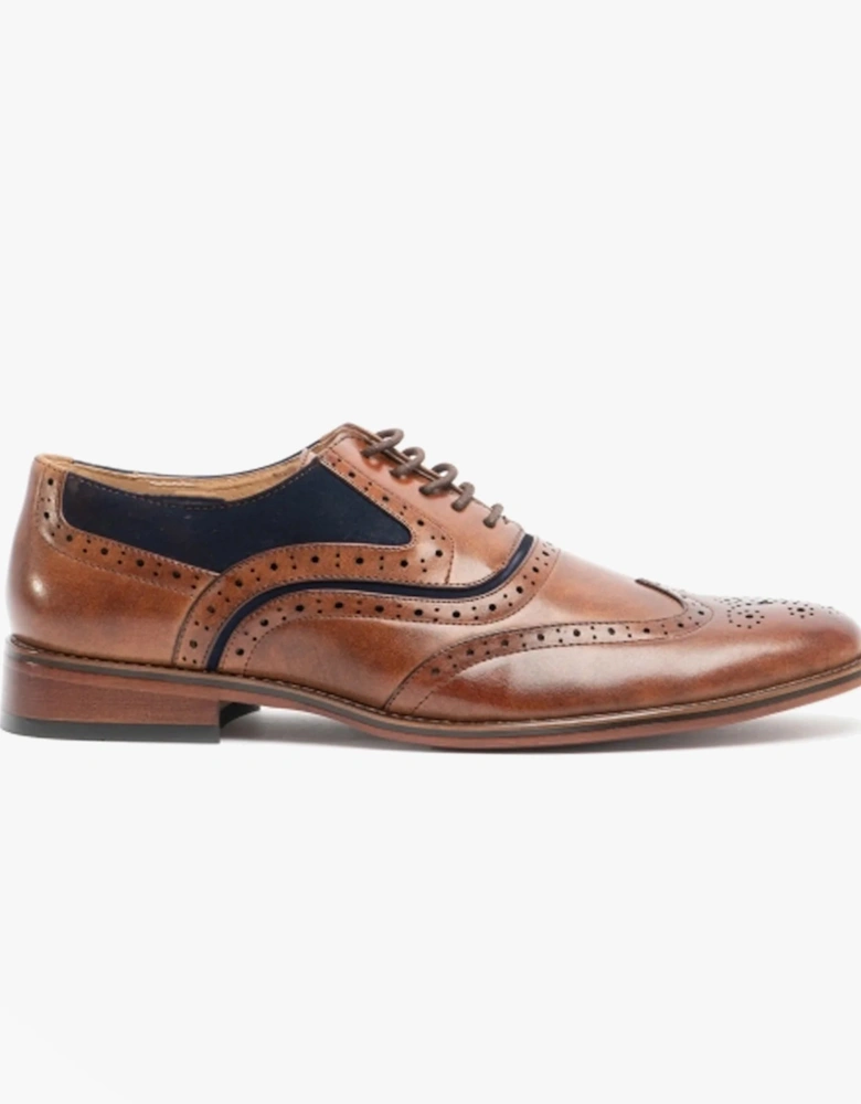 GRANT Mens Two Tone Brogues Dark Tan/Navy