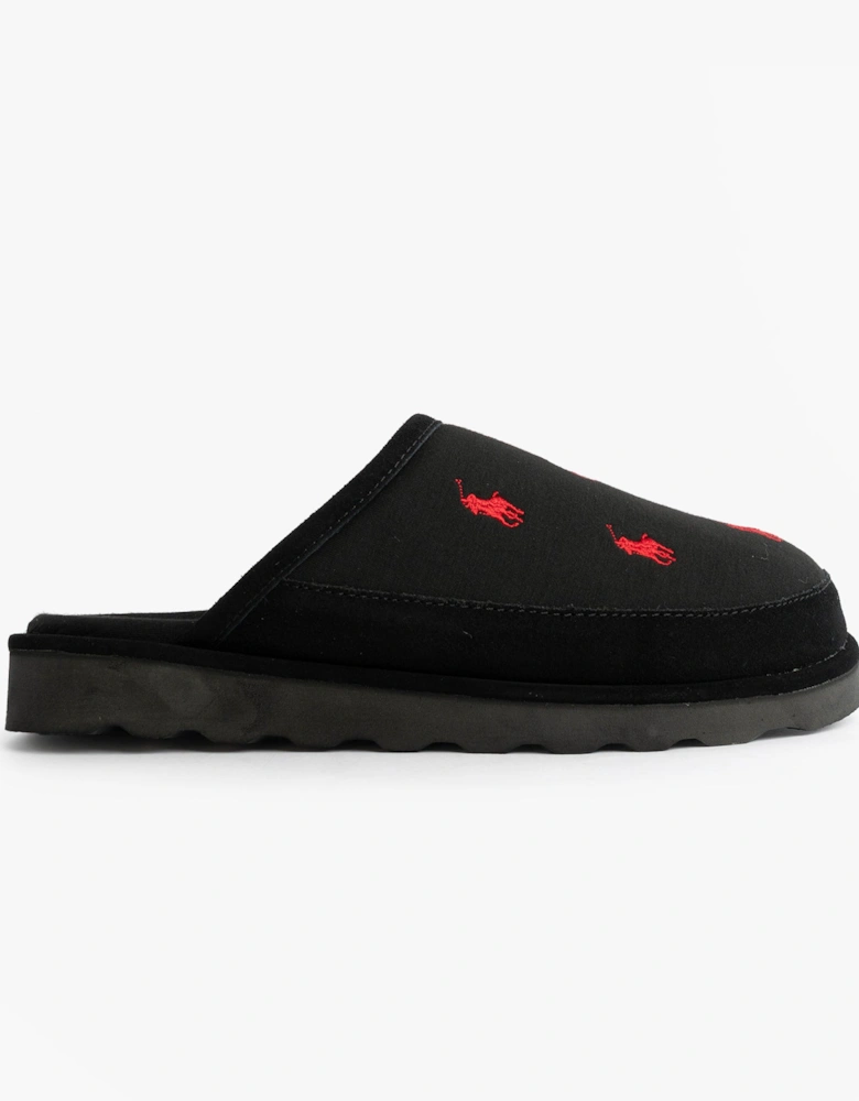 READE Suede-Trim Polo Pony Scuff Mule Slipper
