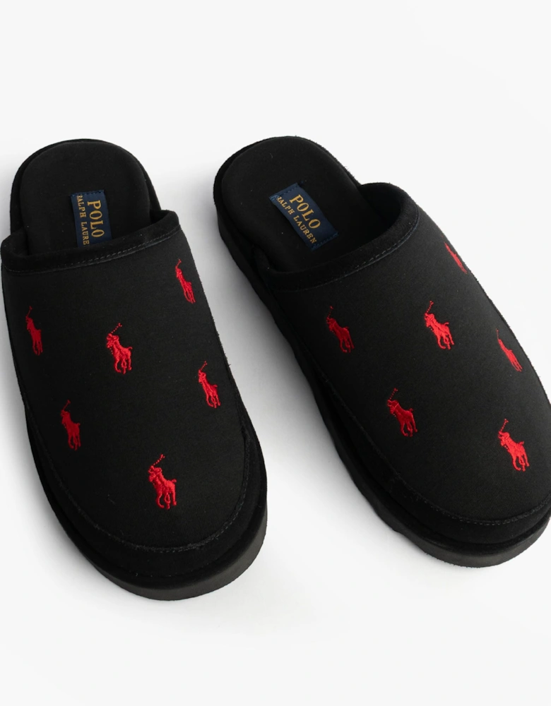 READE Suede-Trim Polo Pony Scuff Mule Slipper