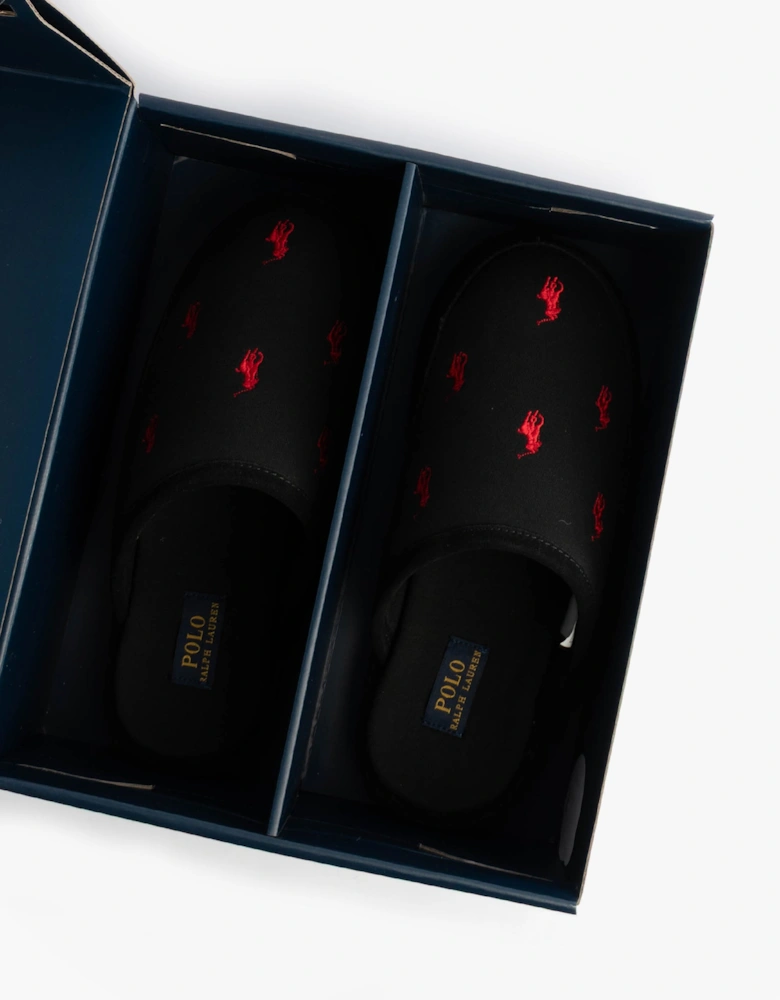 READE Suede-Trim Polo Pony Scuff Mule Slipper