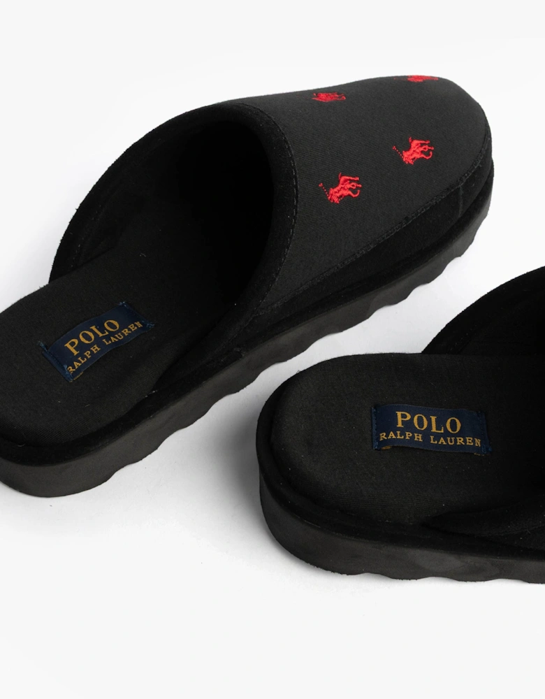 READE Suede-Trim Polo Pony Scuff Mule Slipper