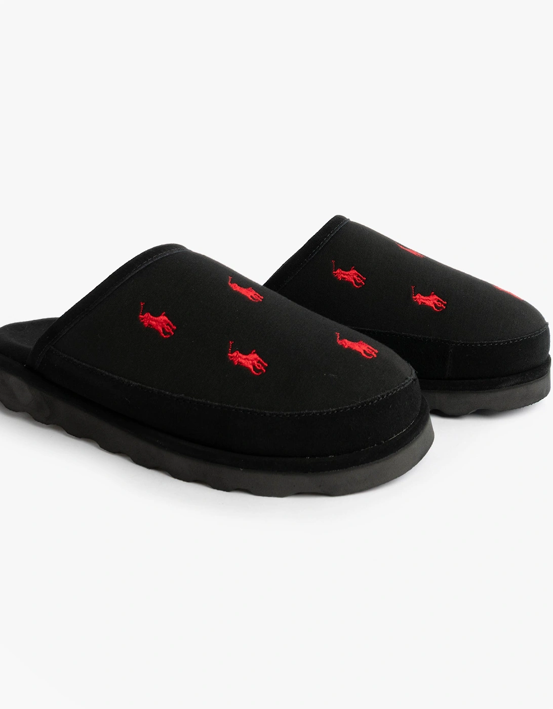 READE Suede-Trim Polo Pony Scuff Mule Slipper