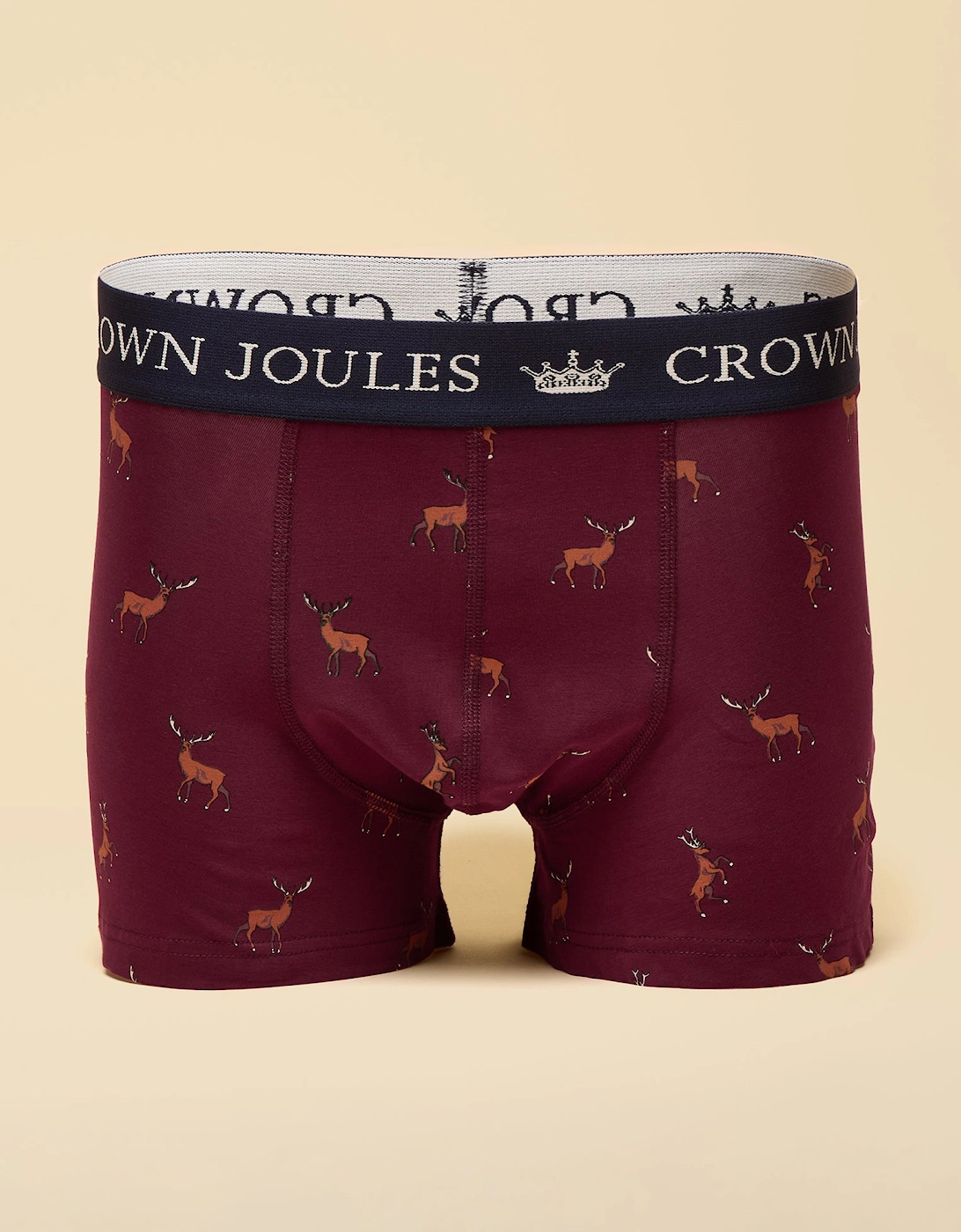 CROWN Mens Boxer Shorts Burgundy Red