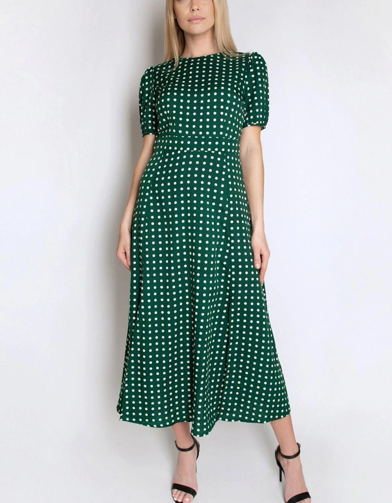 Short Sleeve Maxi Dress in Polka Dots