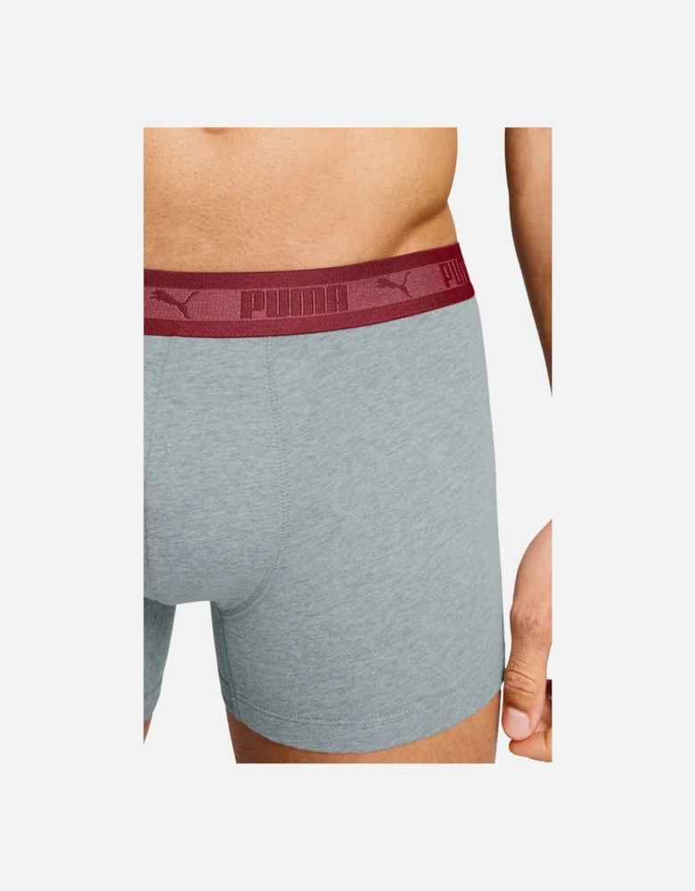 2-Pack Chromatic Waistband Boxer Briefs, Grey/Black/burgundy