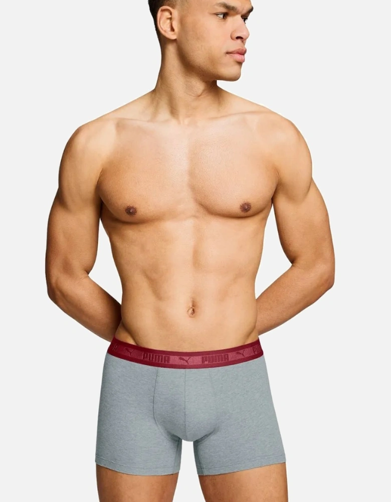 2-Pack Chromatic Waistband Boxer Briefs, Grey/Black/burgundy