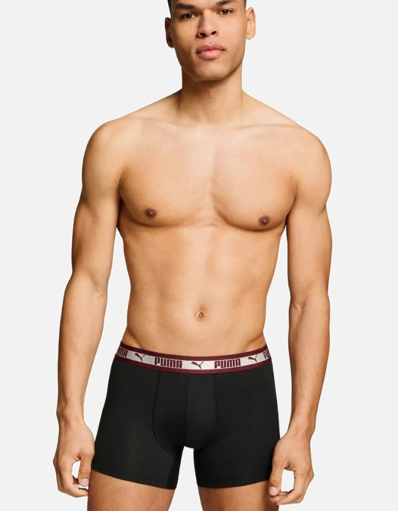 2-Pack Chromatic Waistband Boxer Briefs, Grey/Black/burgundy