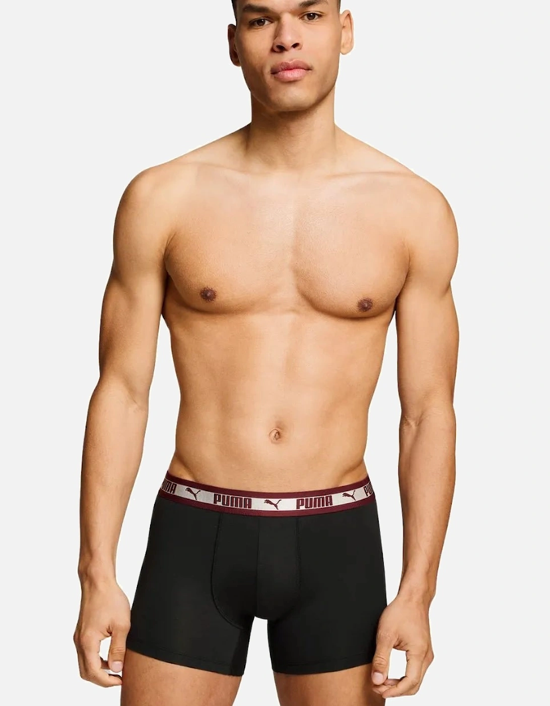 2-Pack Chromatic Waistband Boxer Briefs, Grey/Black/burgundy