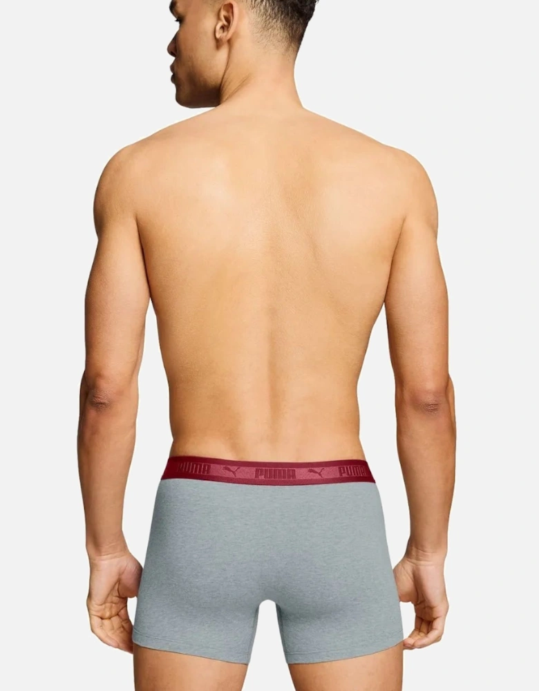 2-Pack Chromatic Waistband Boxer Briefs, Grey/Black/burgundy