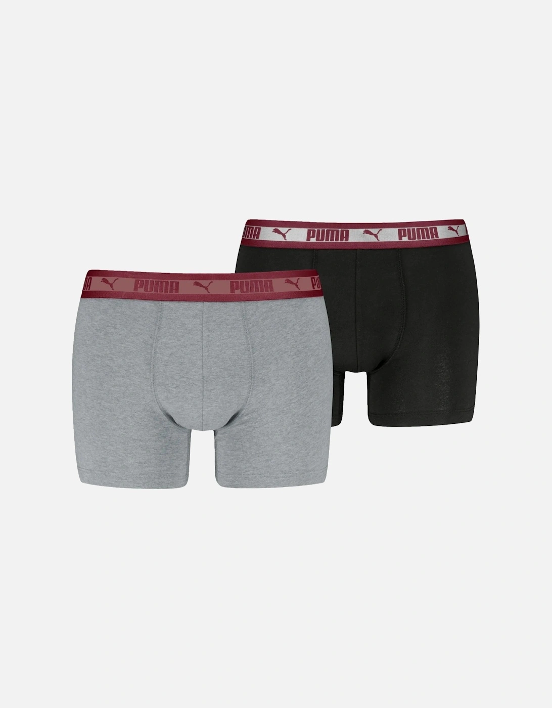 2-Pack Chromatic Waistband Boxer Briefs, Grey/Black/burgundy