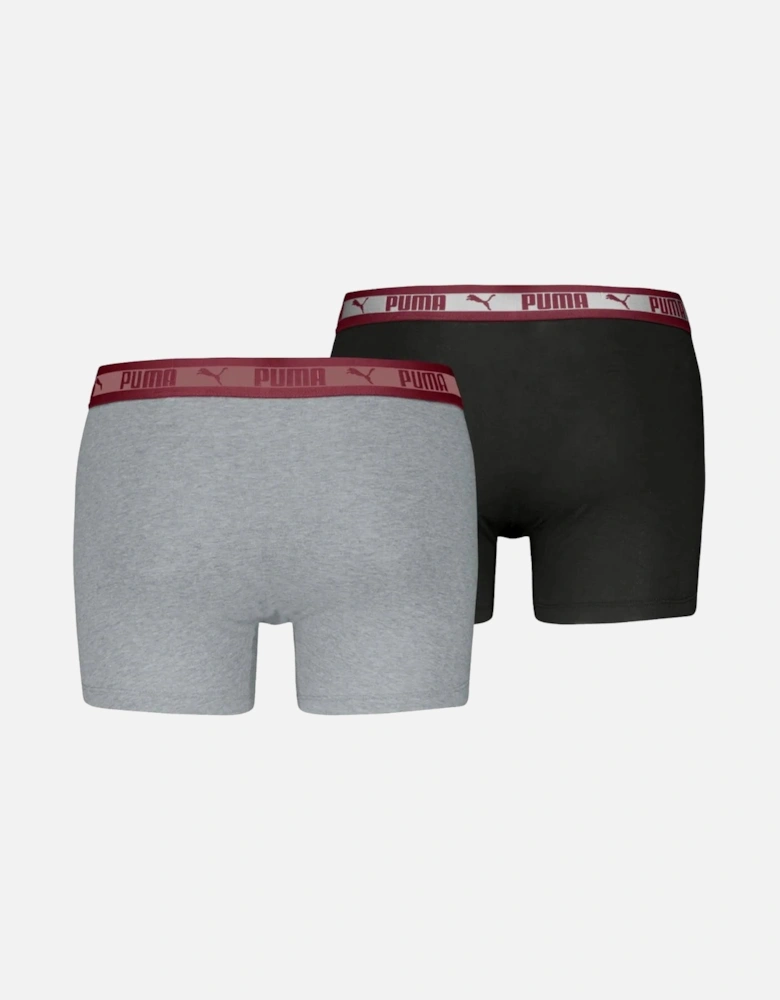 2-Pack Chromatic Waistband Boxer Briefs, Grey/Black/burgundy