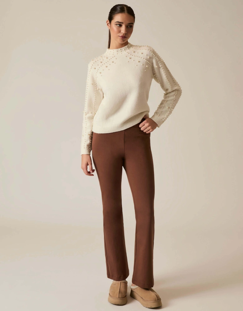 Cream Pearl Sleeve Jumper