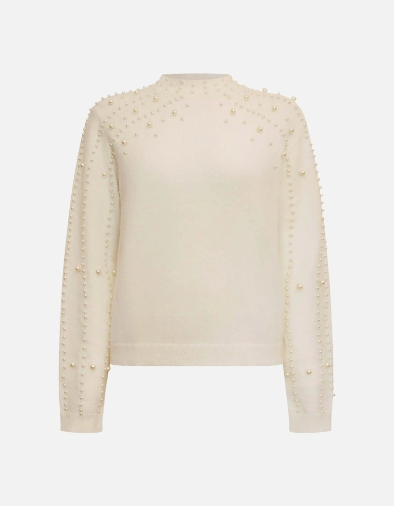 Cream Pearl Sleeve Jumper
