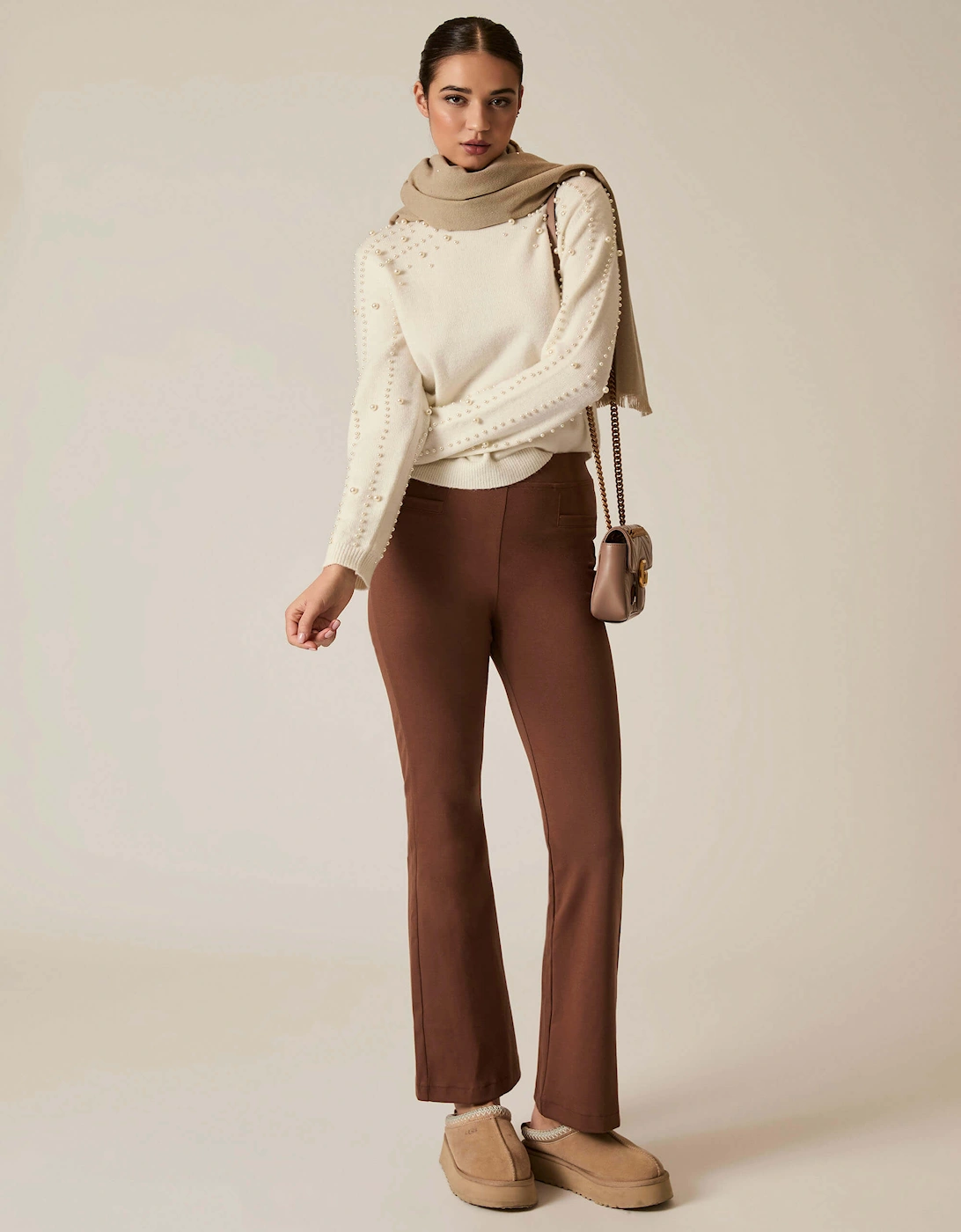 Cream Pearl Sleeve Jumper