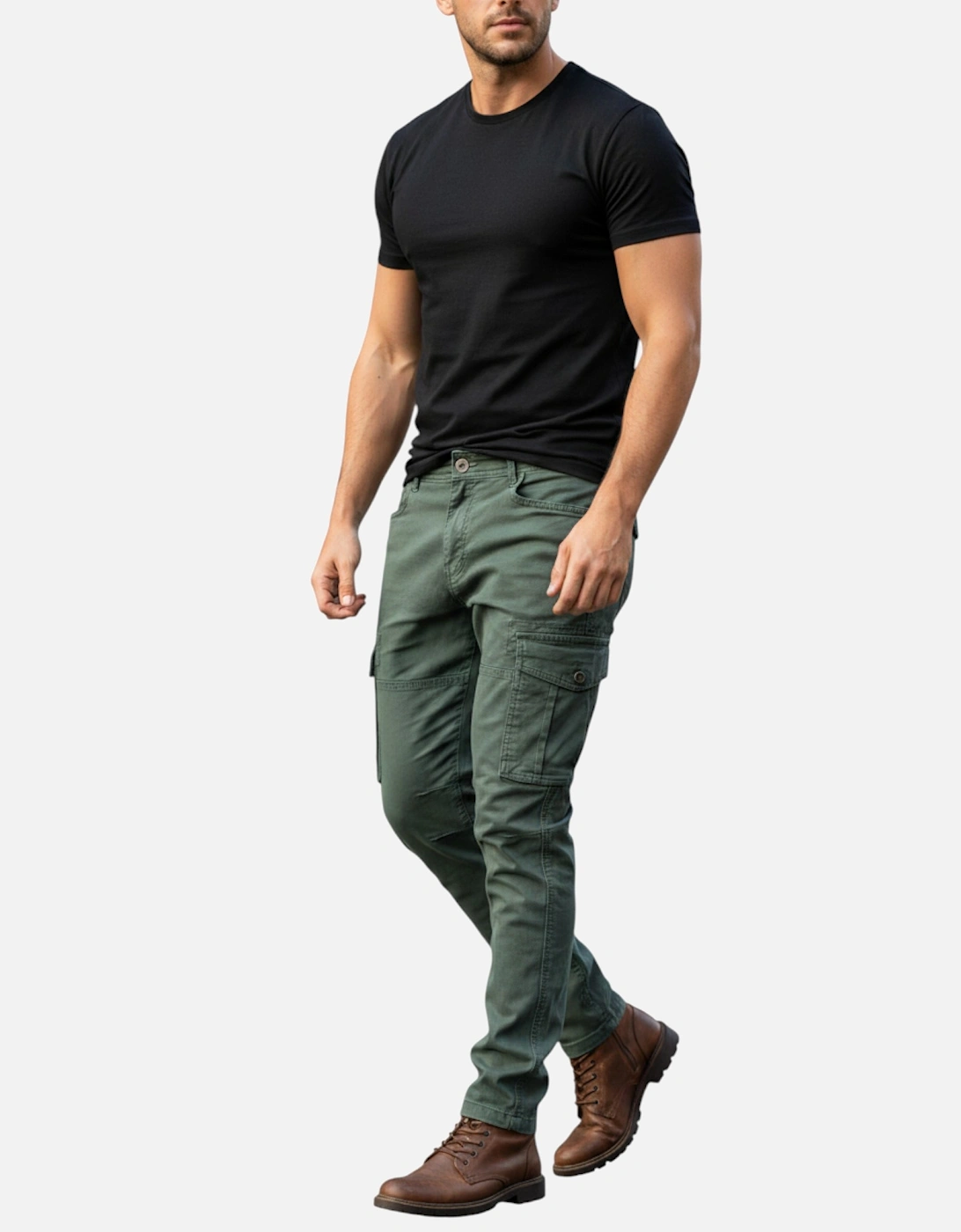 Mens Cargo Trousers Regular Fit Casual