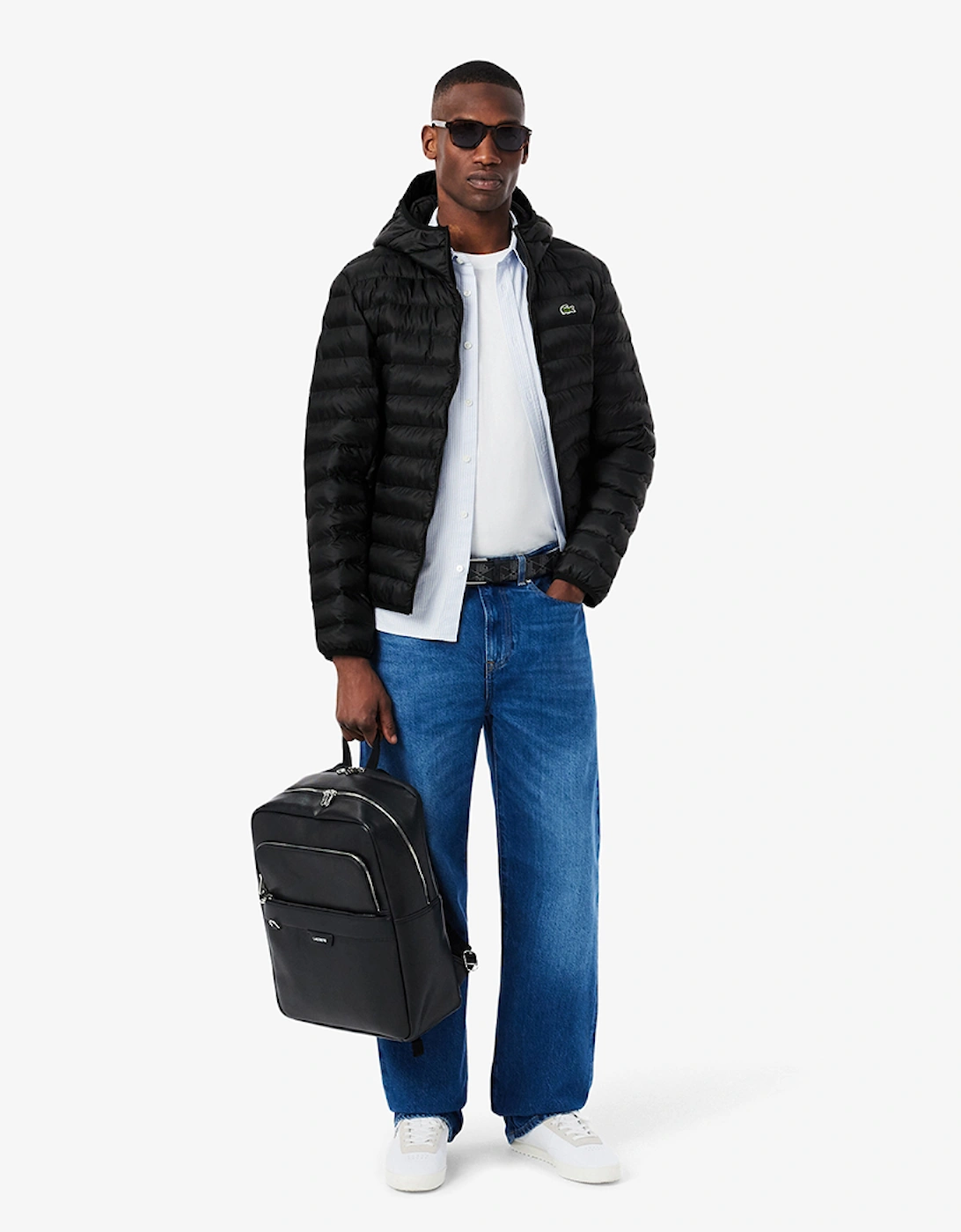 Lacoste Men's Black Water-Repellent Quilted Puffed Jacket  Size 58 46 Chest
