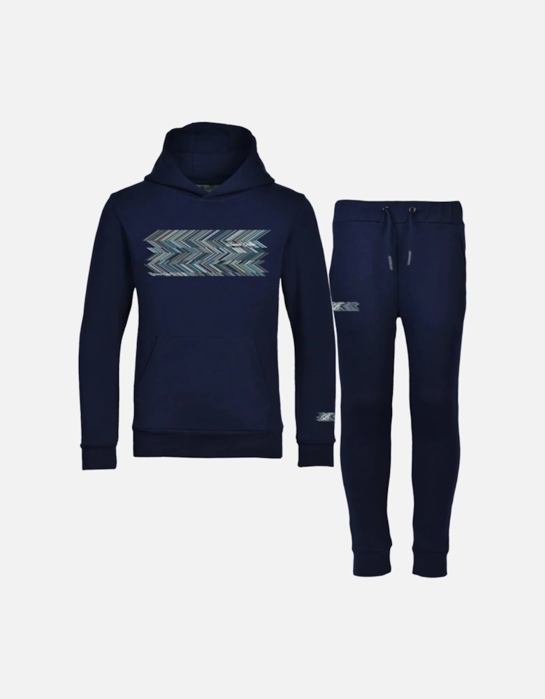 Boys Navy Zig Hoodie Tracksuit