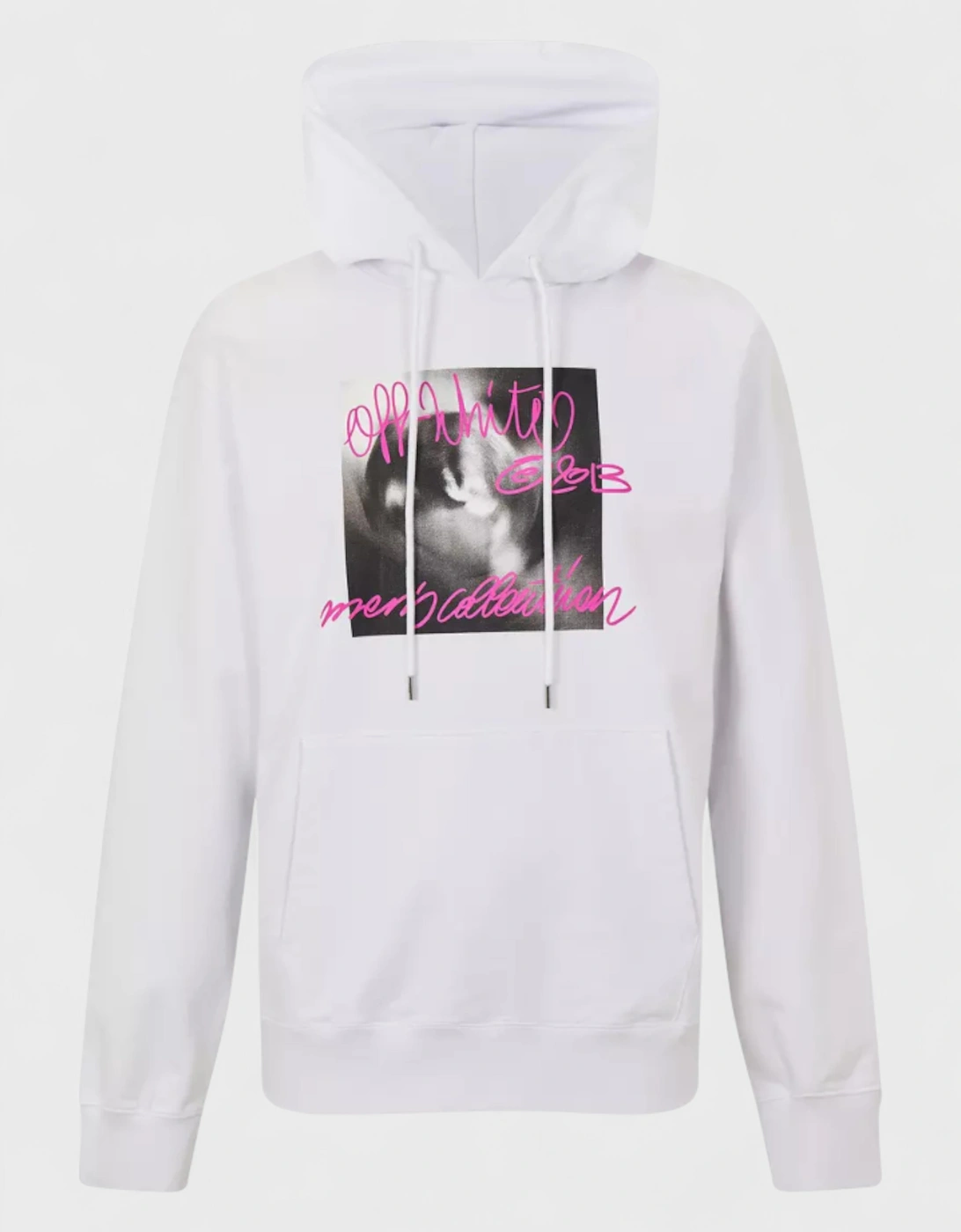 Off-White Men's White Off- Logo Print Hoodie - Size: 44