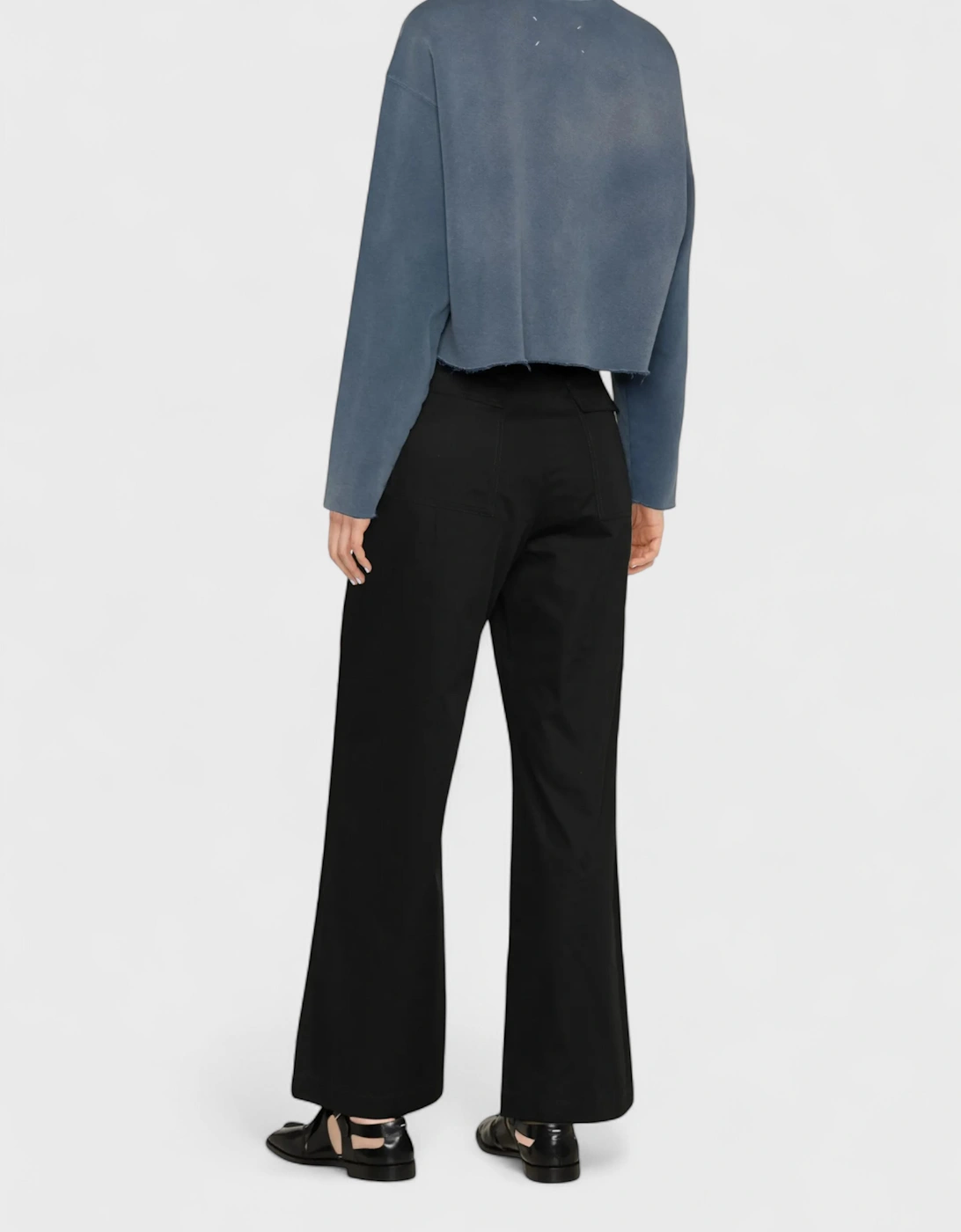 Logo Faded Cropped Sweatshirt Blue