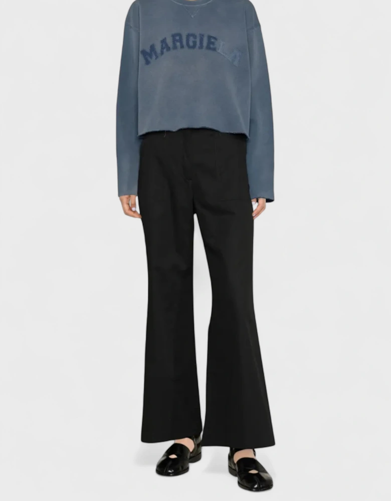 Logo Faded Cropped Sweatshirt Blue