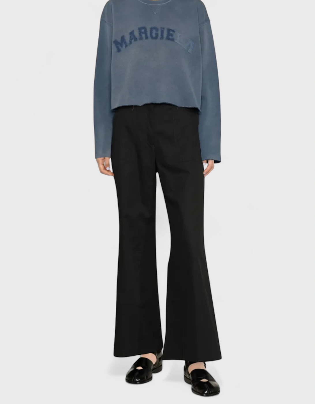 Logo Faded Cropped Sweatshirt Blue