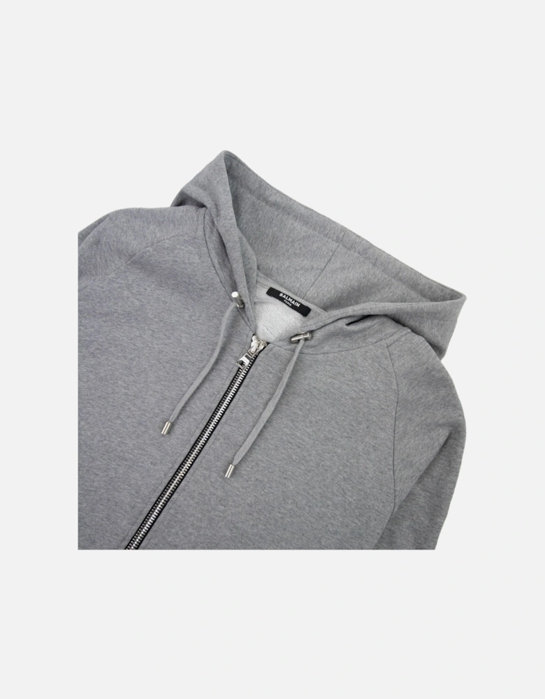 Embossed Logo Zip Hoody Grey