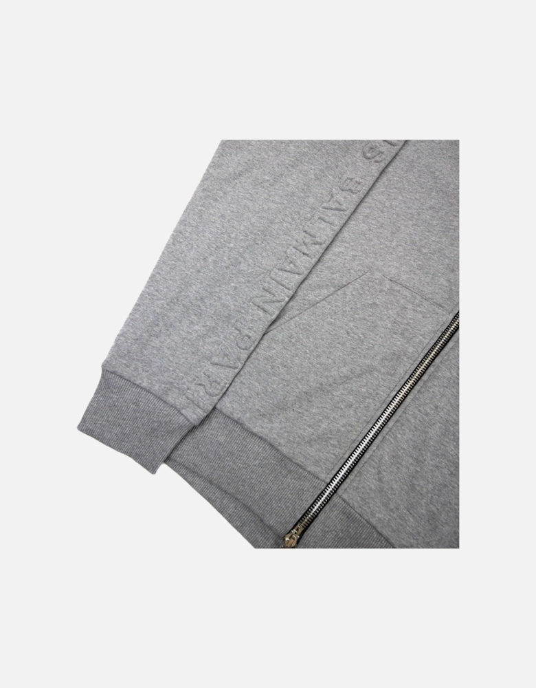 Embossed Logo Zip Hoody Grey